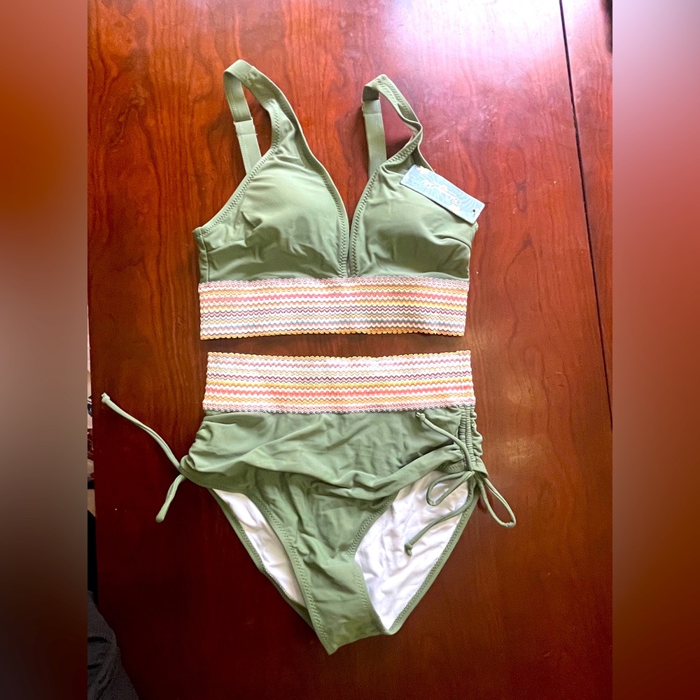 Blooming Jelly Womens High Waisted Bikini Set Color Block Tummy Control 2 pc - Picture 10 of 15